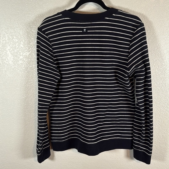 Barbour Navy Stripe Causeway Overlayer Full Zip  Nautical Sweatshirt Size 8 - Picture 4 of 7